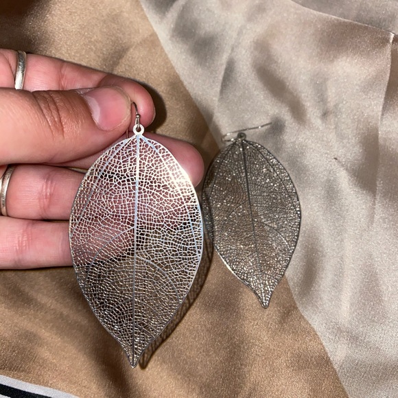 Leaf Silver Earrings - Picture 2 of 3
